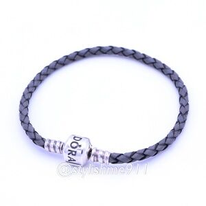 Authentic PANDORA Single Gray Leather Bracelet - 590705CGY-S